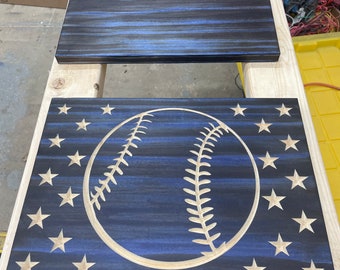 USA Baseball Wooden Flag