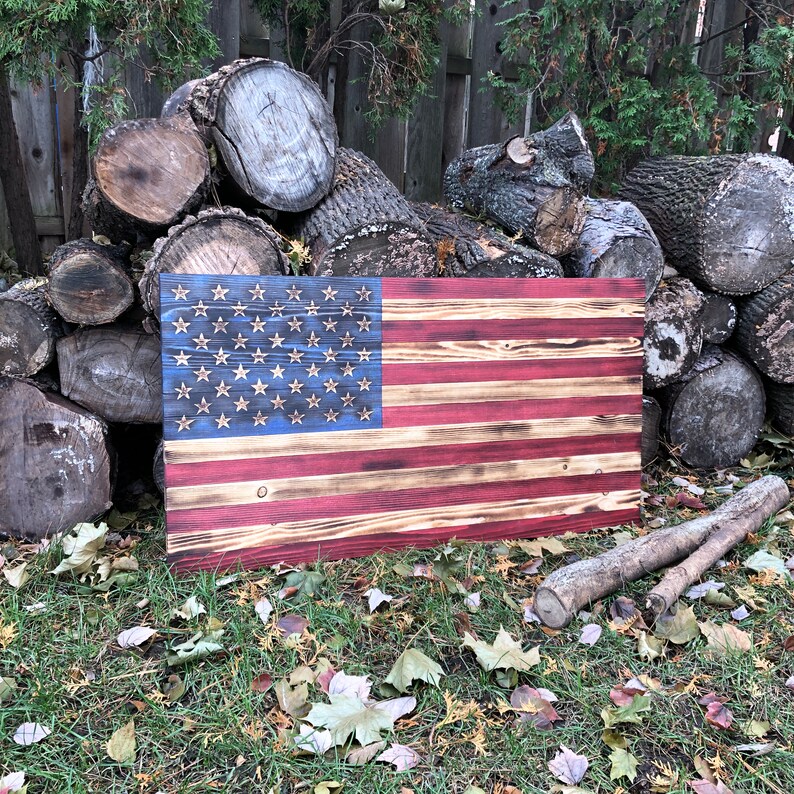 Large Wooden American Flag USA Flag Wall Decor for Farmhouse Etsy
