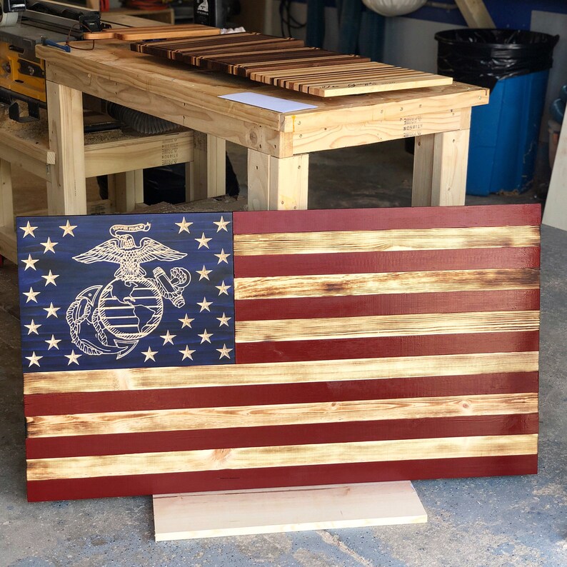 Large Wooden American Flag, USA Flag Wall Decor for Farmhouse 36 X 19