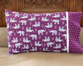 It's a jungle out there! Elephant pillowcases, Cotton Flannel, Full/Queen, Set of 2