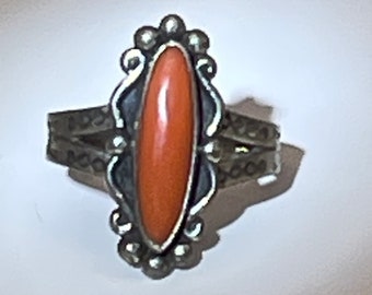 Sterling Silver and Coral Ring