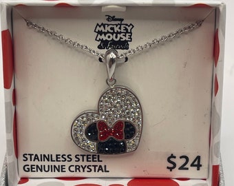 Disney Minnie Mouse Necklace with Pave Crystals *NIB*