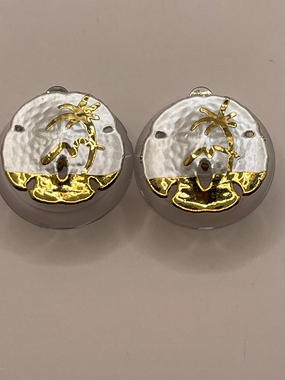 Gold Dipped Sand Dollar Earrings - image 1