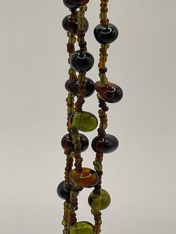 Vintage 3 Strand Glass Bead Necklace - image 2