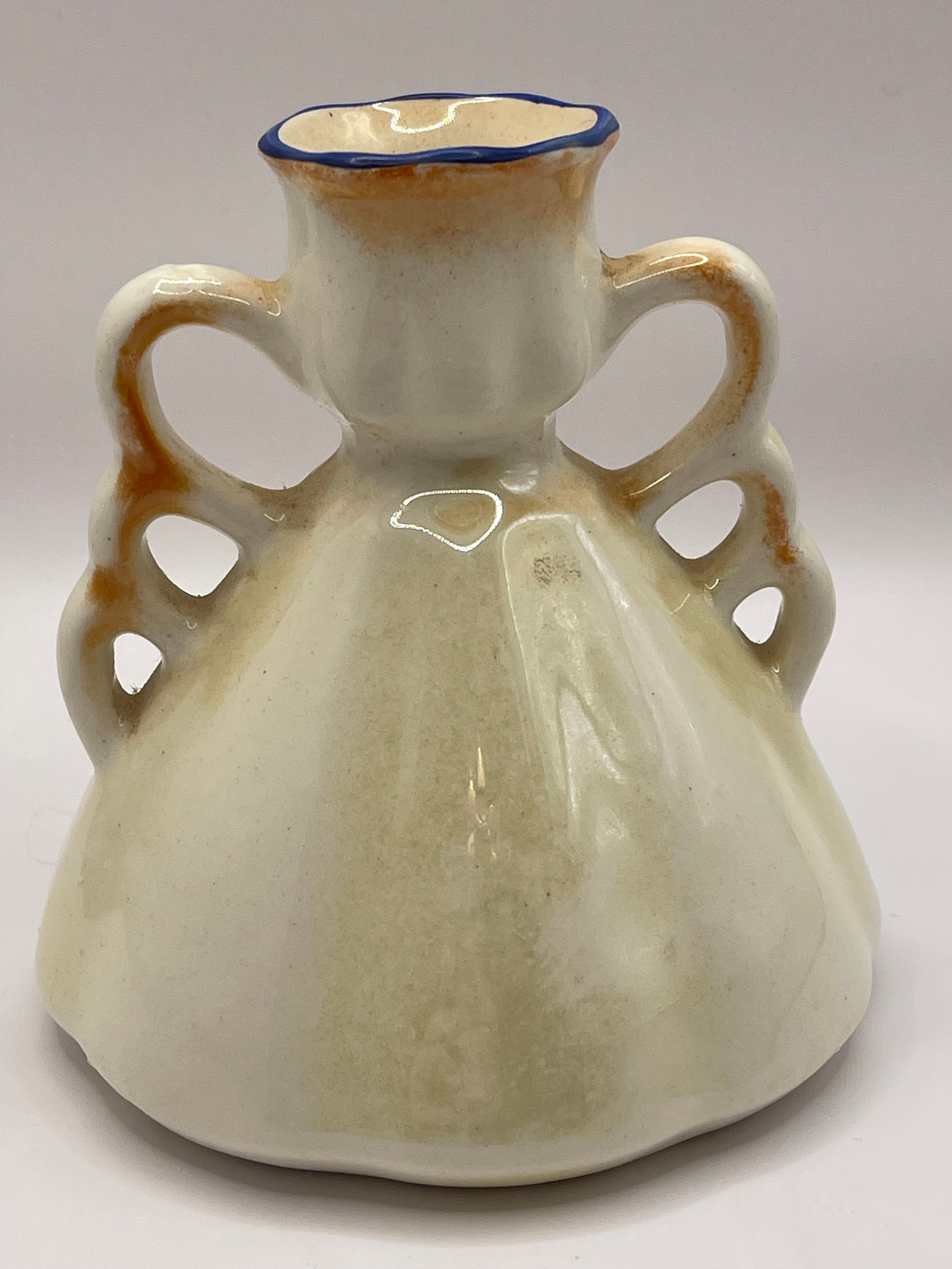 Vintage Blue Striped Vase Made in Czechoslovakia Etsy