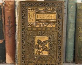 Poesie di Nathaniel Parker Willis, libro antico con memorie, edizione Lovell (1880-1900)