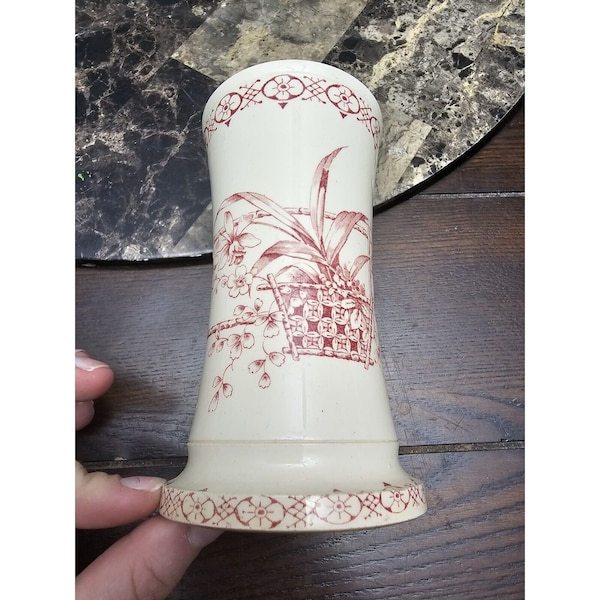 B & C Orchid Red Floral Print Patterned Ceramic Vase Vintage