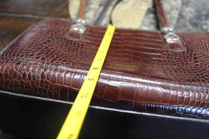 Brighton Croc Embossed Brown Leather Purse Vintage Shoulder Bag image 3