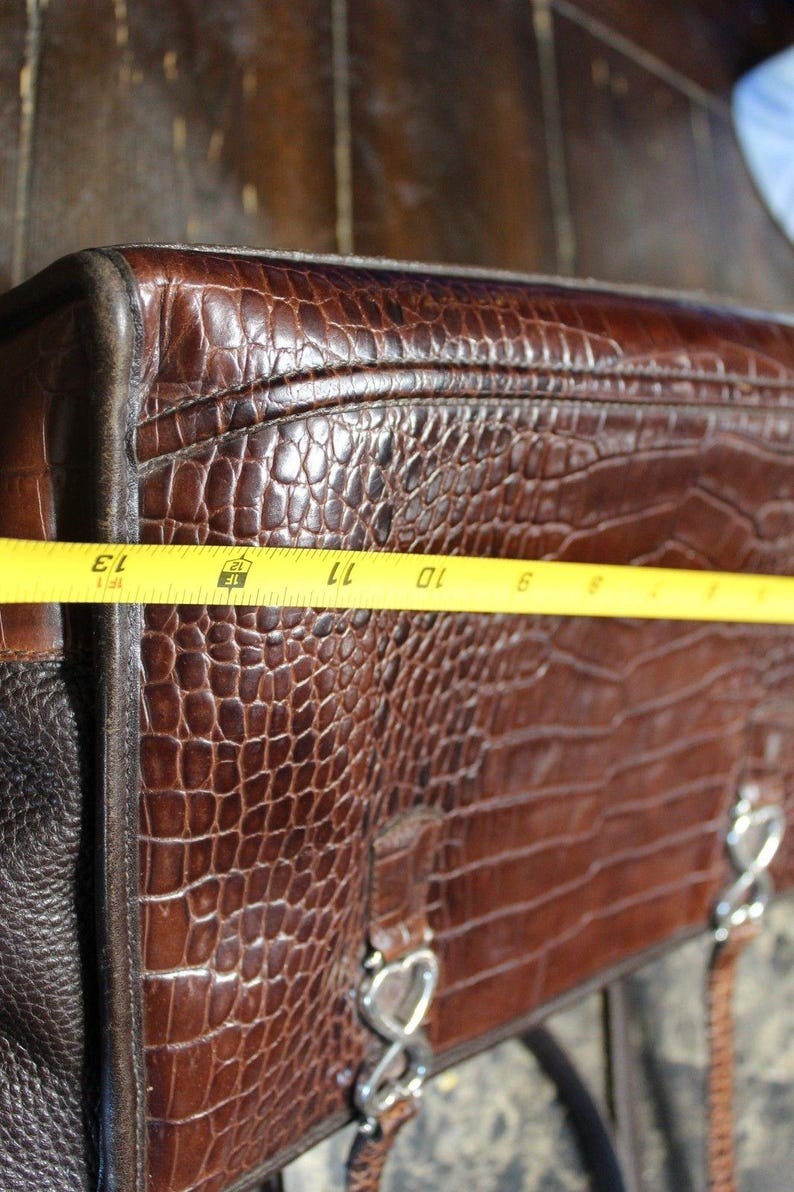 Brighton Croc Embossed Brown Leather Purse Vintage Shoulder Bag image 2