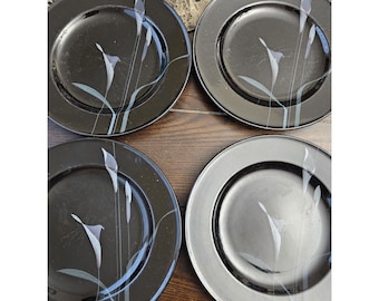 Mikasa Galleria Opus Black FK 701 9" Appetizer Plates Set Of 4