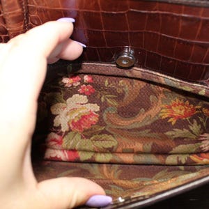 Brighton Croc Embossed Brown Leather Purse Vintage Shoulder Bag image 6