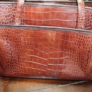 Brighton Croc Embossed Brown Leather Purse Vintage Shoulder Bag image 7