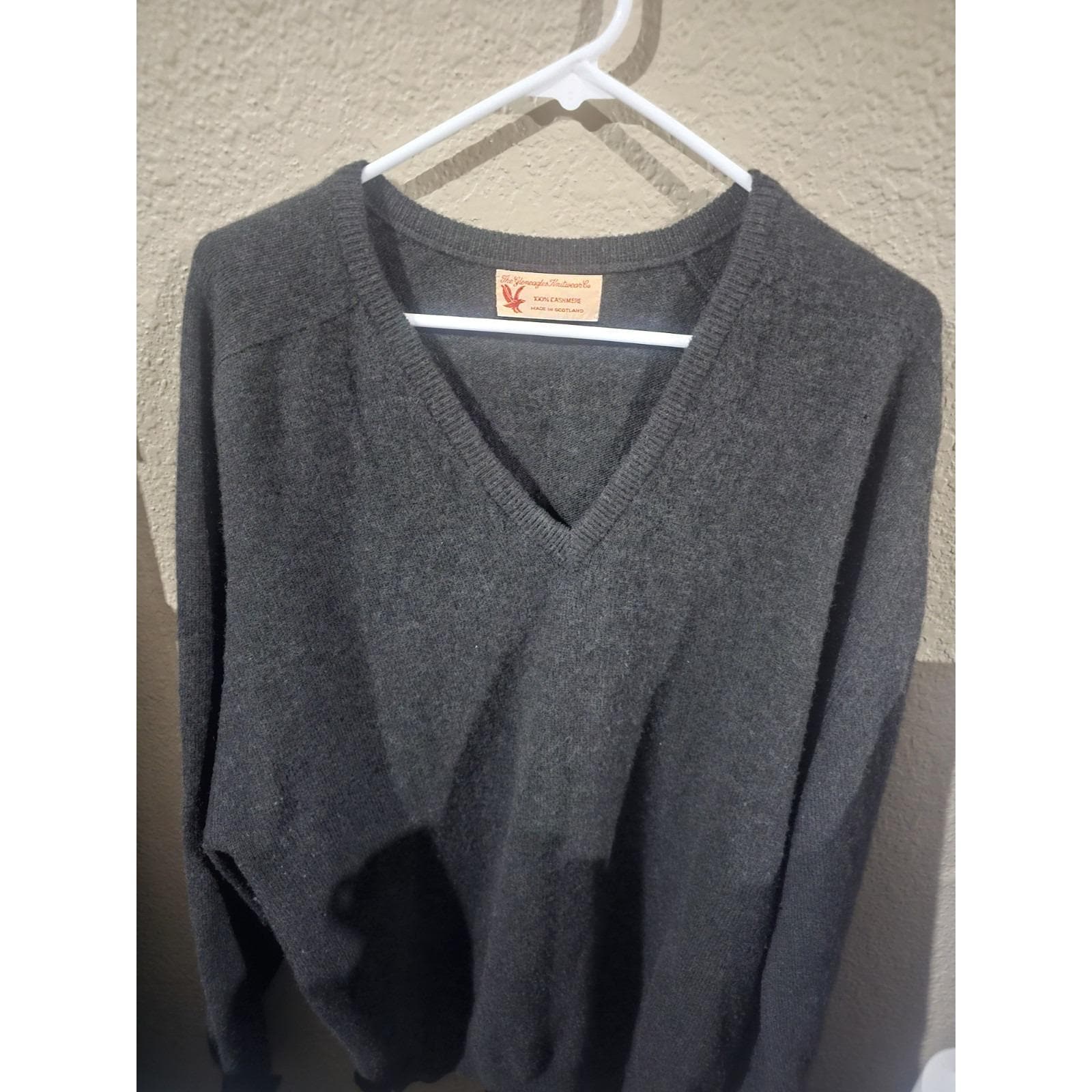 トップス 80s Pringle Pure Cashmere V Gray 44 80s Pringle Pure Cashmere V Gray 44 Pringle Men's Classic V