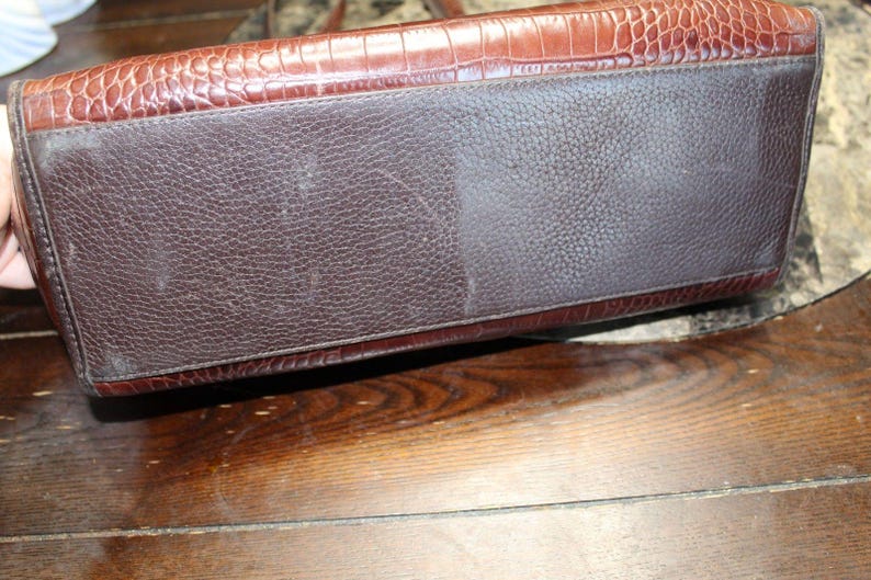 Brighton Croc Embossed Brown Leather Purse Vintage Shoulder Bag image 8