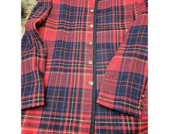 Liz Claiborne Vintage Red Plaid Wool Blazer Jacket Women's Size 8