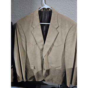 Circle S Brown Faux Suede Western Blazer Sport Coat Men&#39;s Size 44R