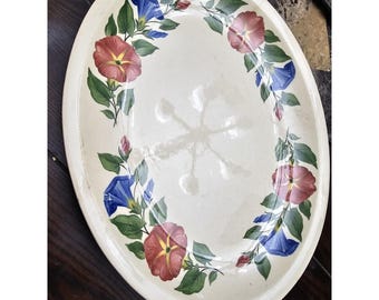Shenandoah Ware Floral Oval Serving Platter Vintage Made In USA