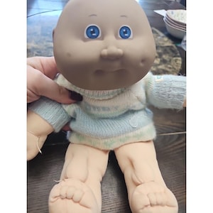 Vintage Cabbage Patch Doll  Baby Xavier Roberts Blue Eyes w/ Sweater 1982