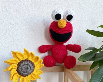 Gehaakte Elmo-knuffel, Sesamstraat-knuffel, handgemaakte Muppet-pop