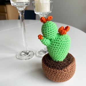 Crochet Cactus in a Pot, Amigurumi Cactus Plant with Flowers, Mini Cacti Table Decor, Crochet Succulent Pin Cushion, House Plant Lovers Gift