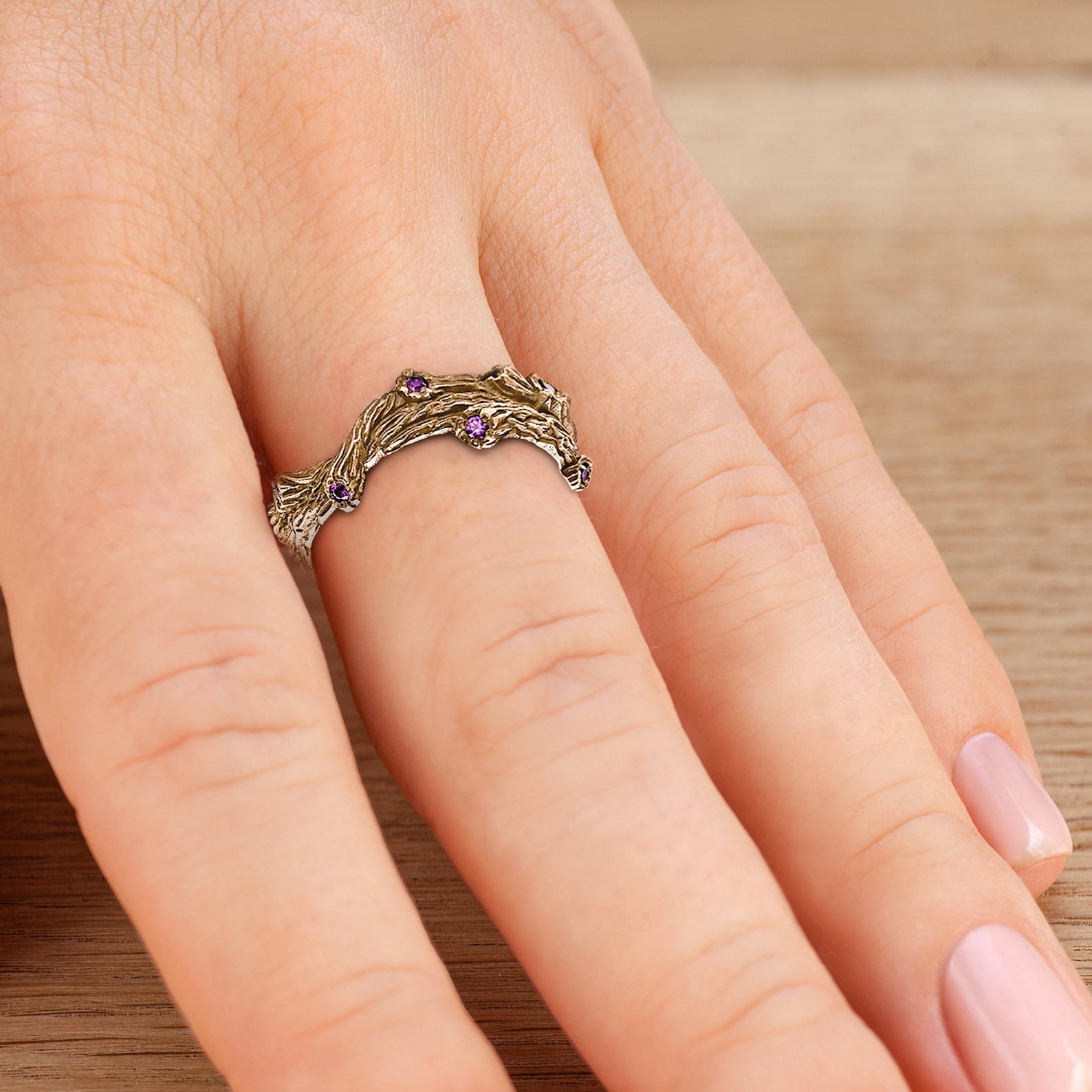 Fairy matching rings for couples in 14k gold Pagan wedding Etsy