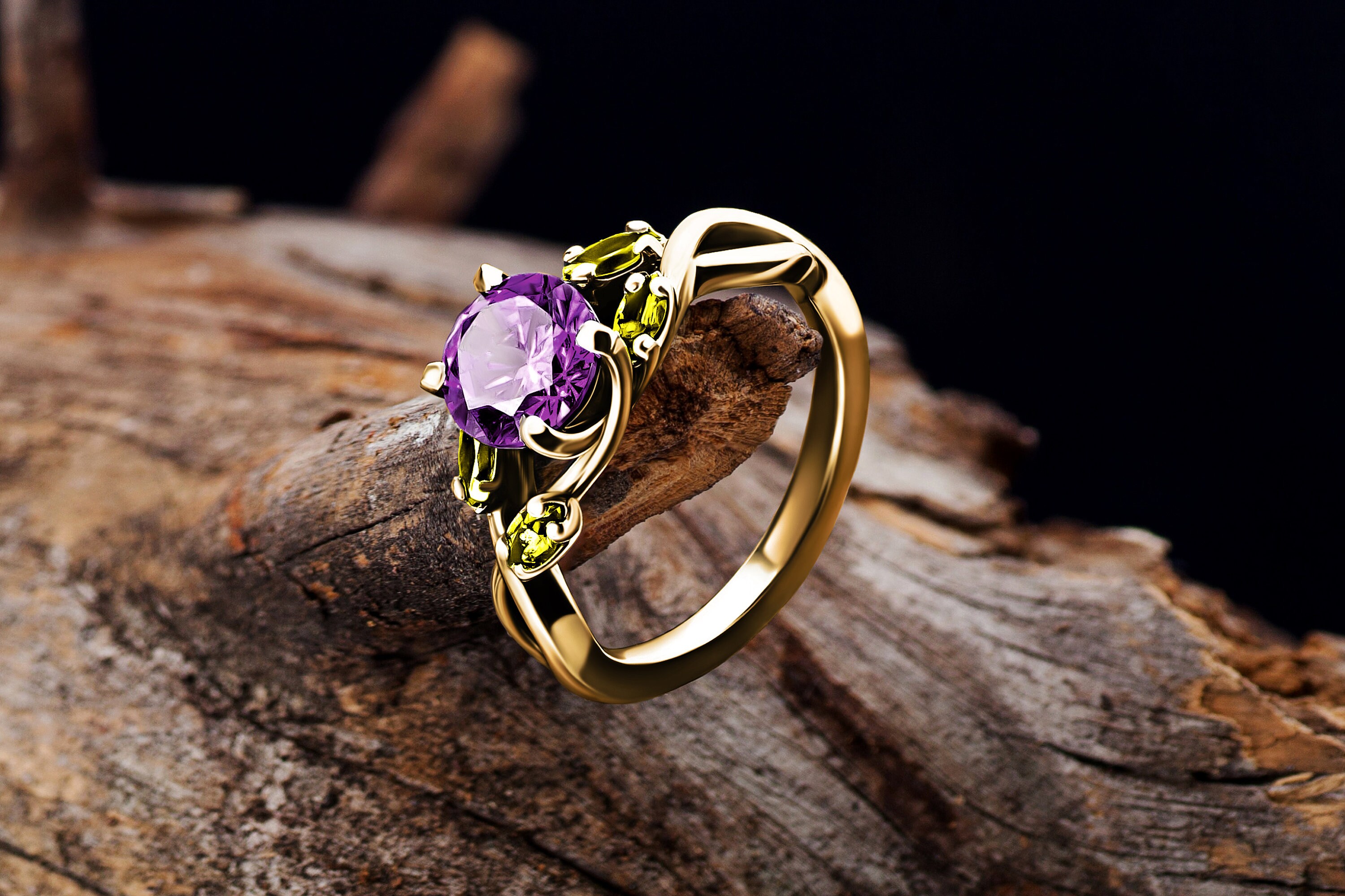 Elven fantasy engagement ring Elvish fairy rings in 14k Etsy