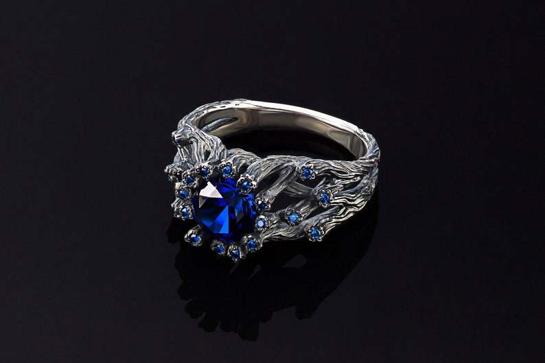 Fantasy engagement ring Elven pagan wedding ring in sterling Etsy