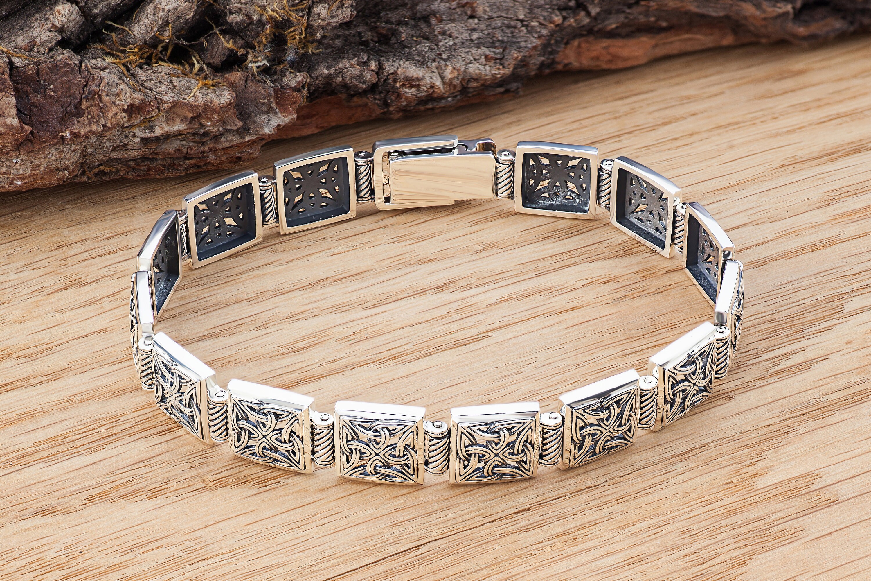 Irish mens triquetra bracelet Celtic trinity knot jewelry Etsy