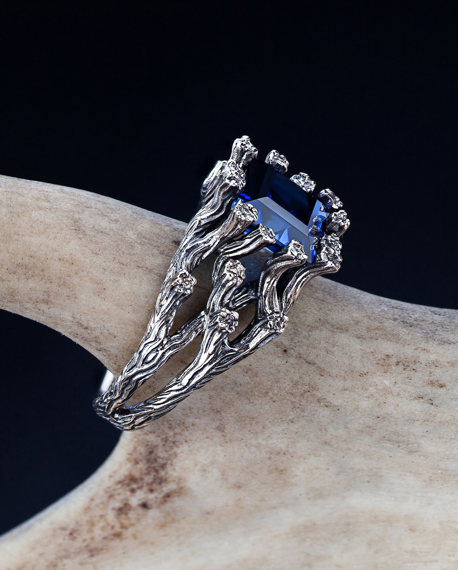 Elven Engagement Ring in 14k 18k White Gold Elvish Forest Etsy