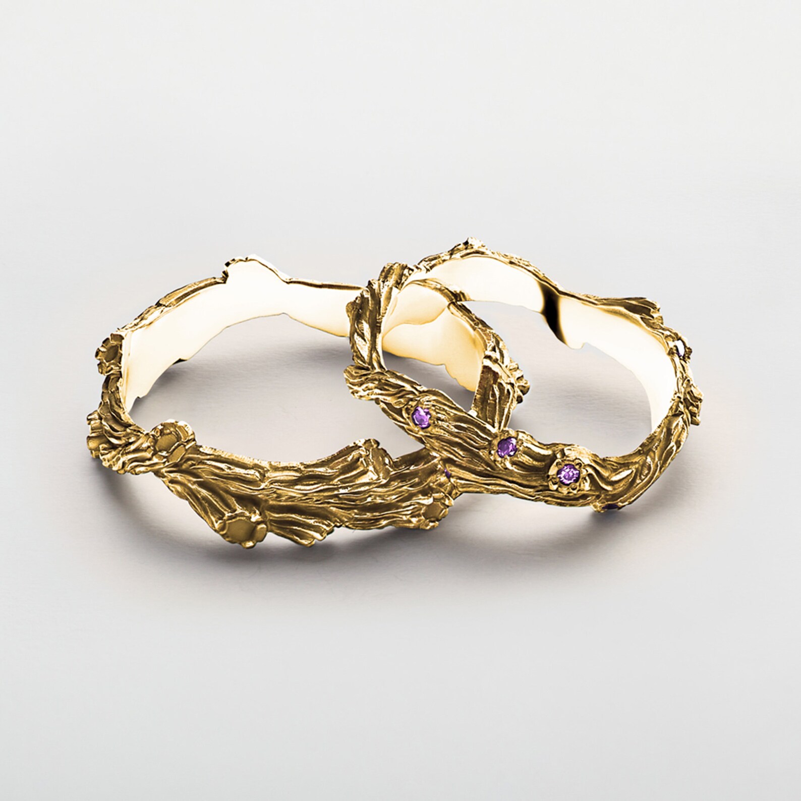 Fairy matching rings for couples in 14k gold Pagan wedding Etsy