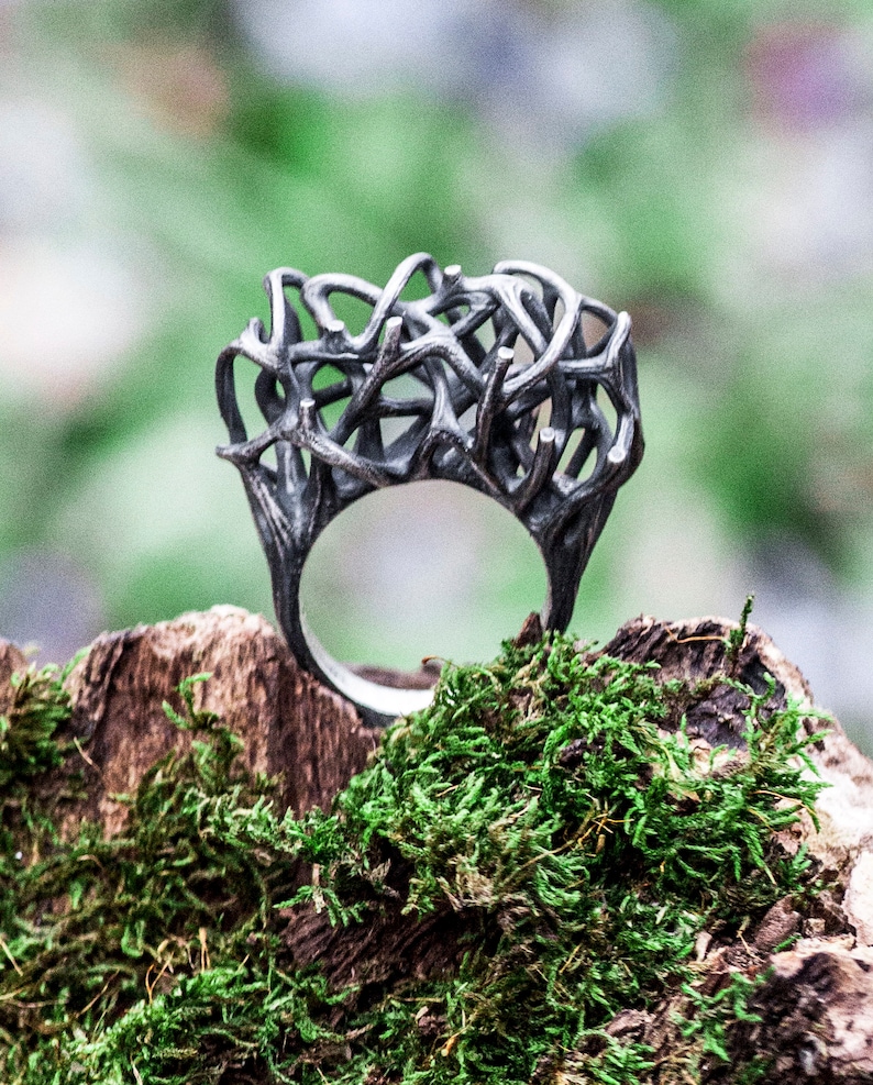Witch pagan ring Alternative engagement ring Gothic Etsy