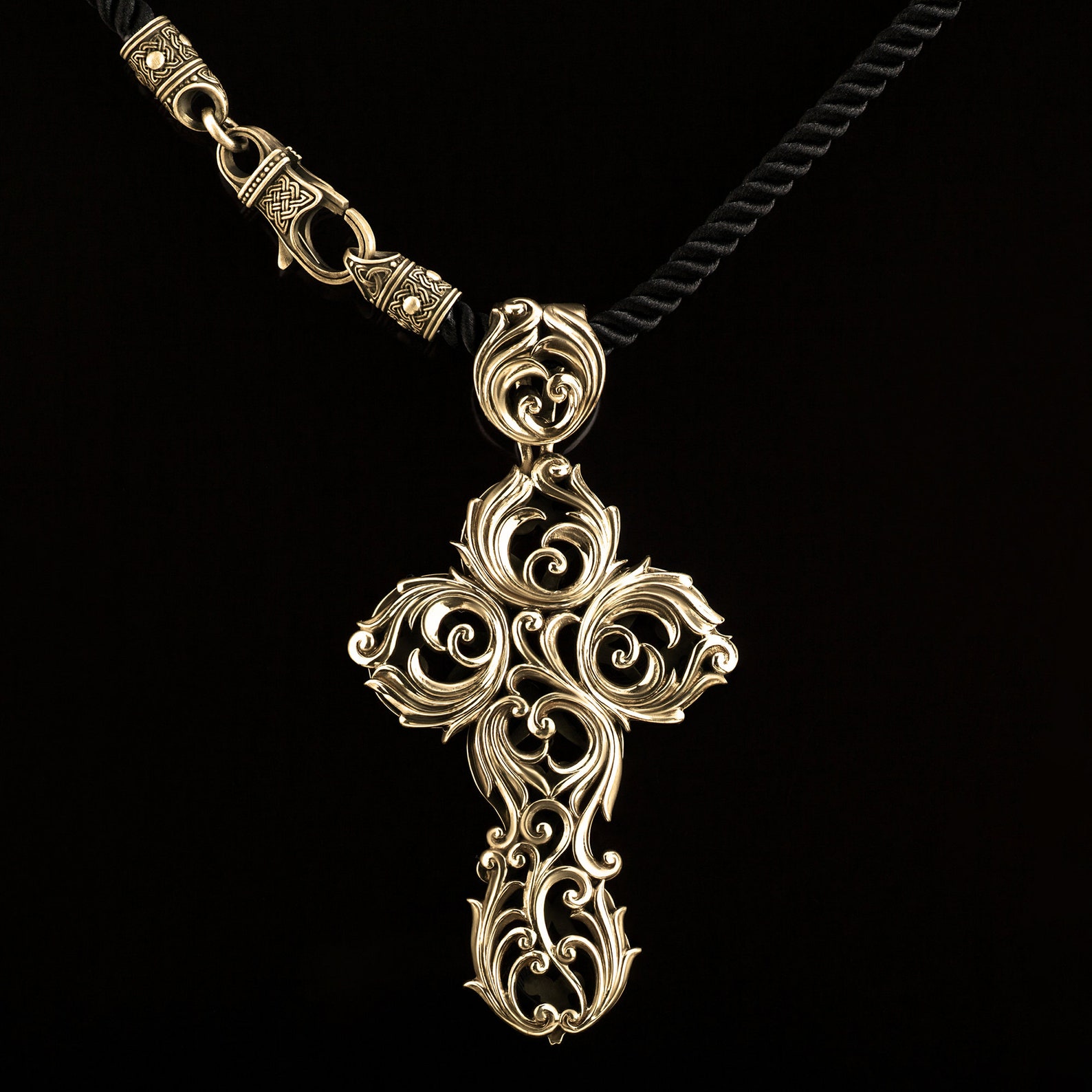 Floral filigree cross pendant necklace in sterling silver 14k | Etsy