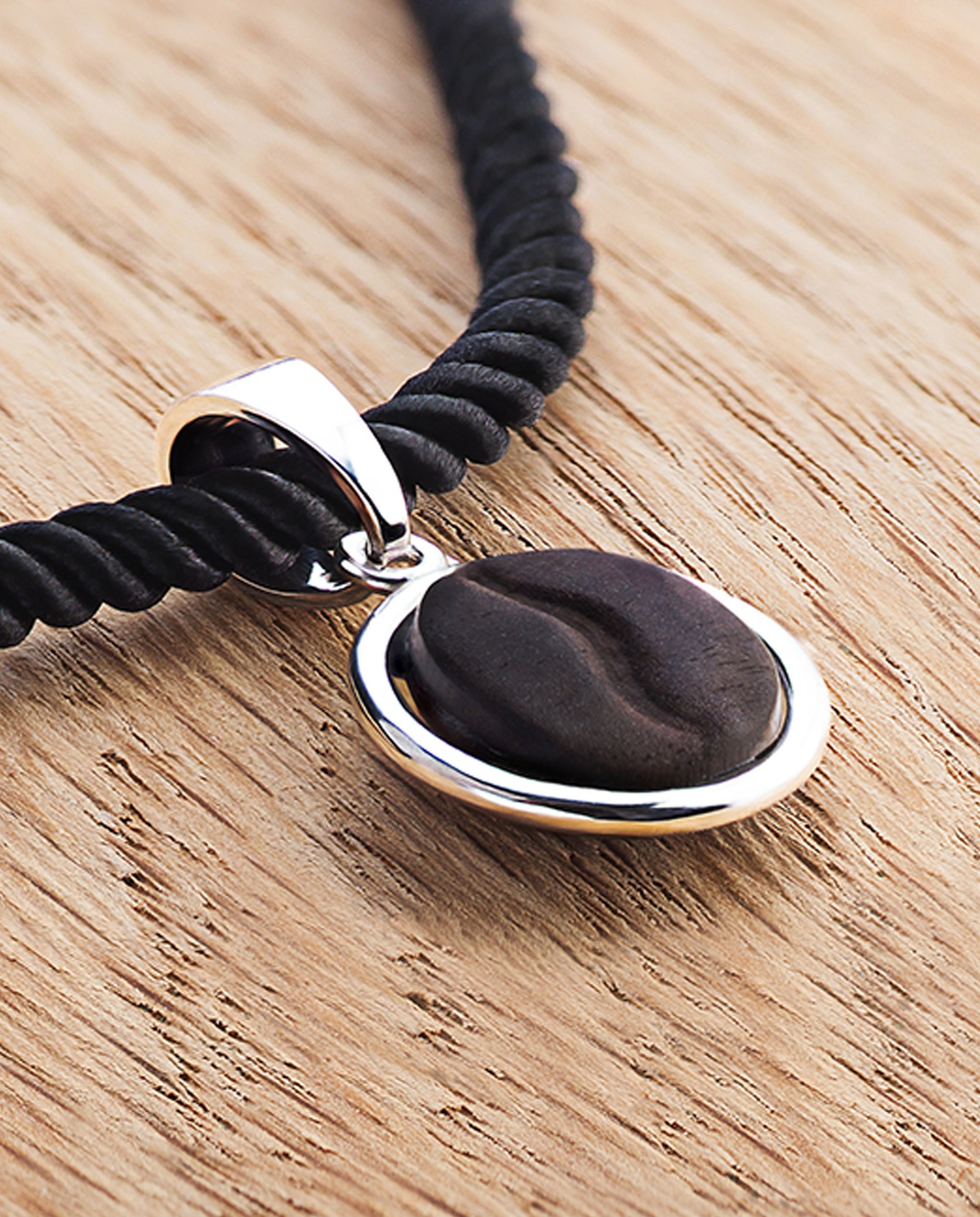 Coffee Bean Necklace Sterling Silver or Gold Pendant With Etsy