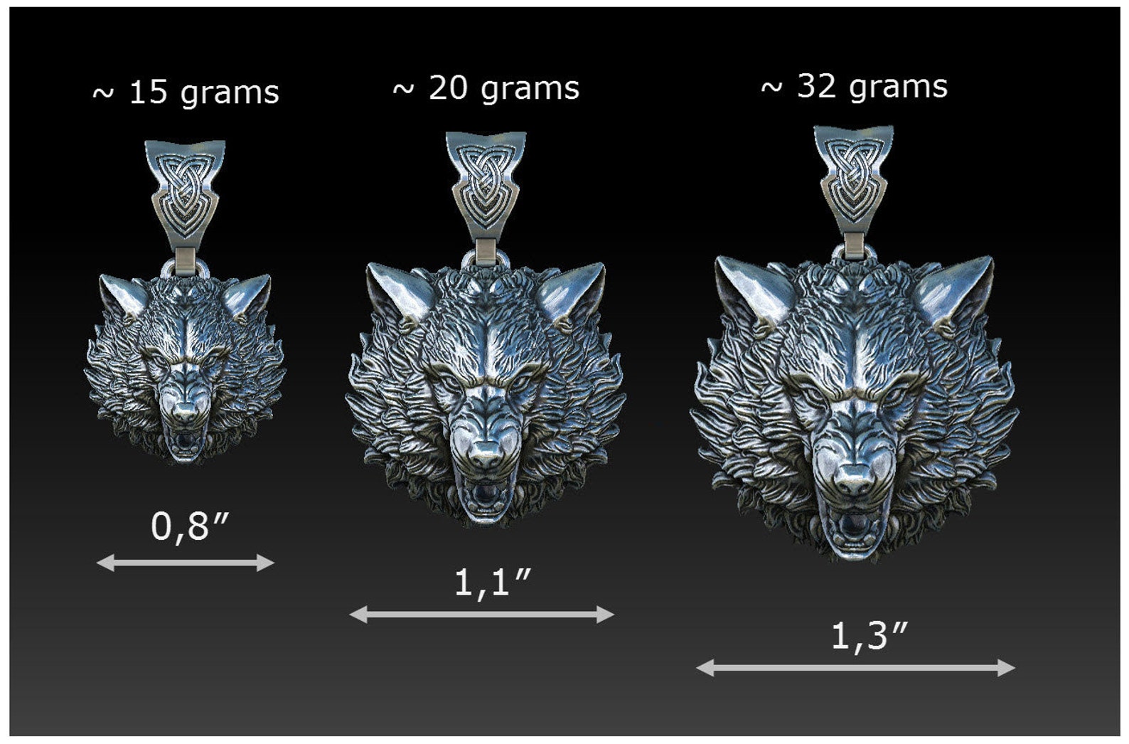 Wolf head pendant necklace for men in sterling silver Mens Etsy