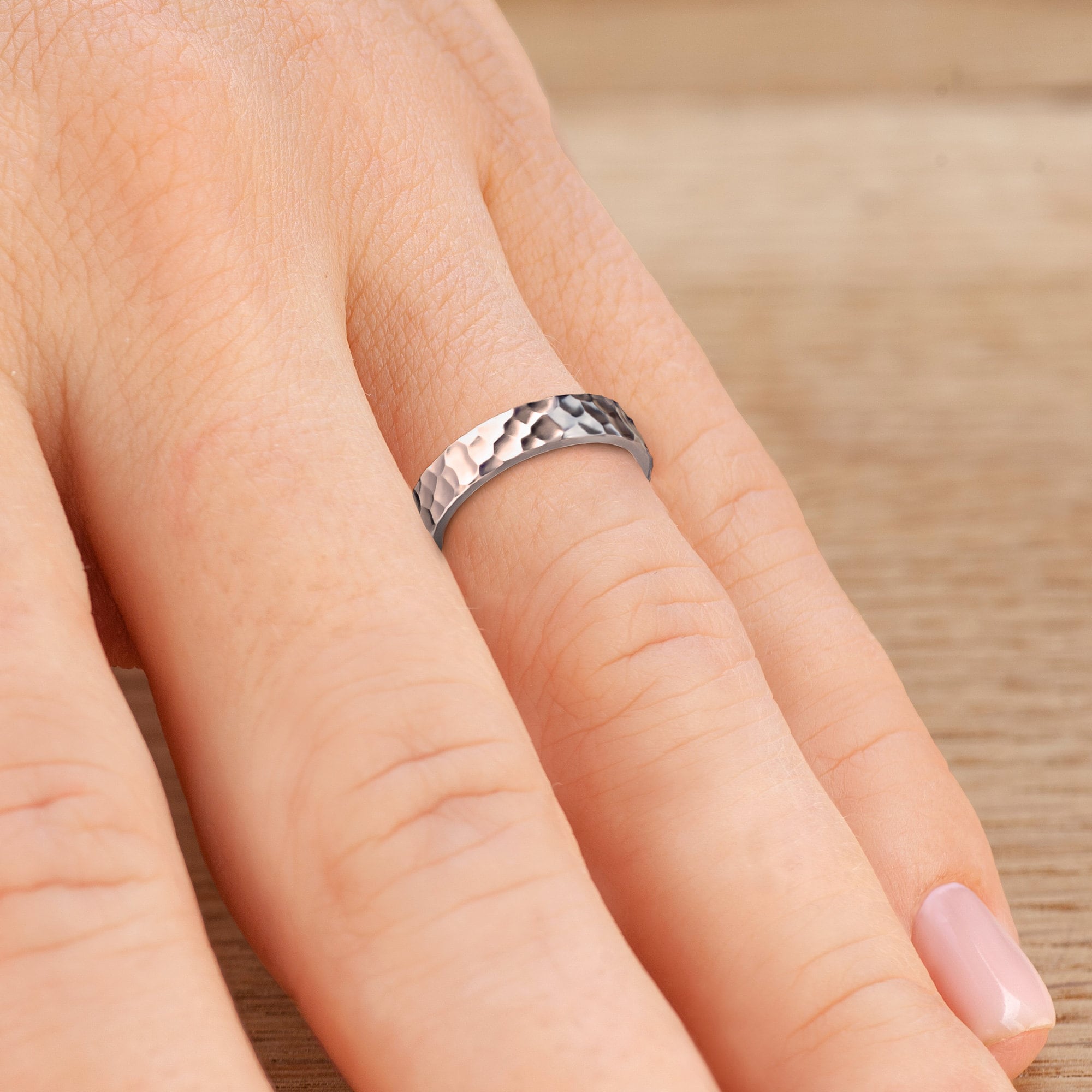 14k White gold matching wedding bands His and her couples Etsy