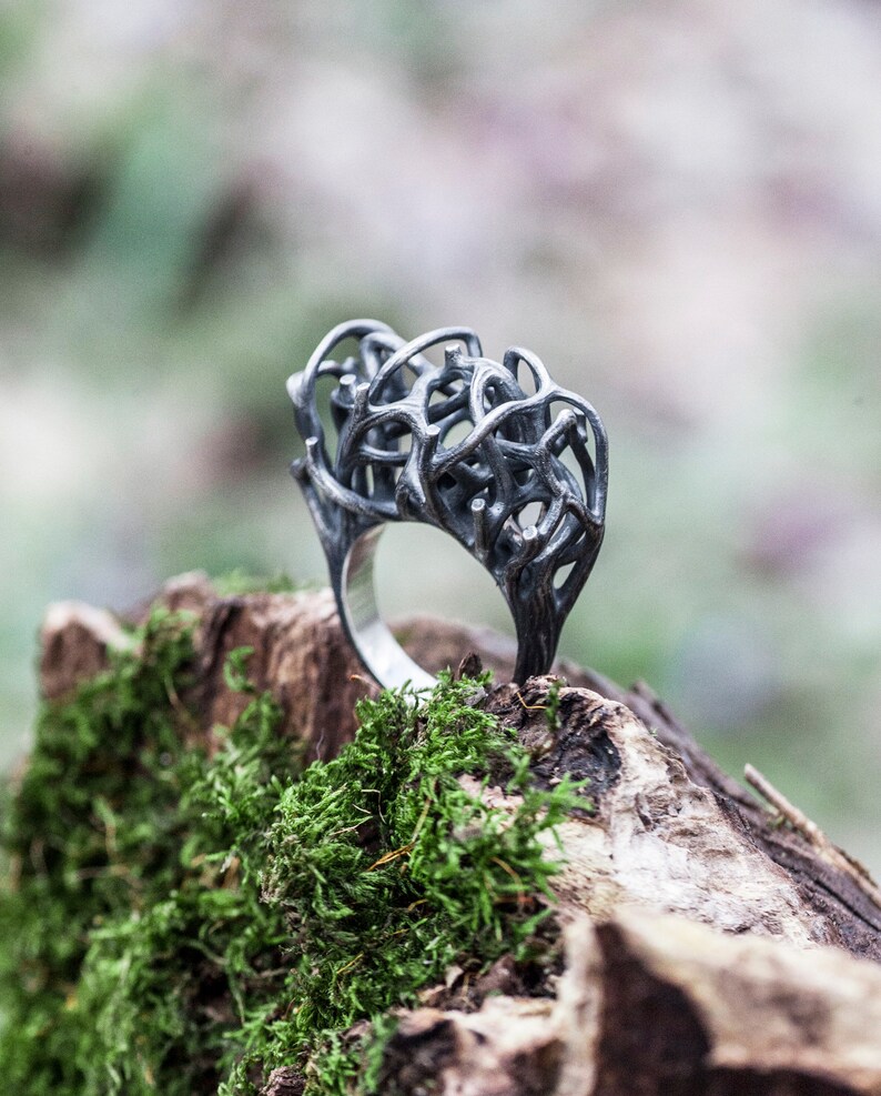 Witch pagan ring Gothic wedding ring Elven magic jewelry