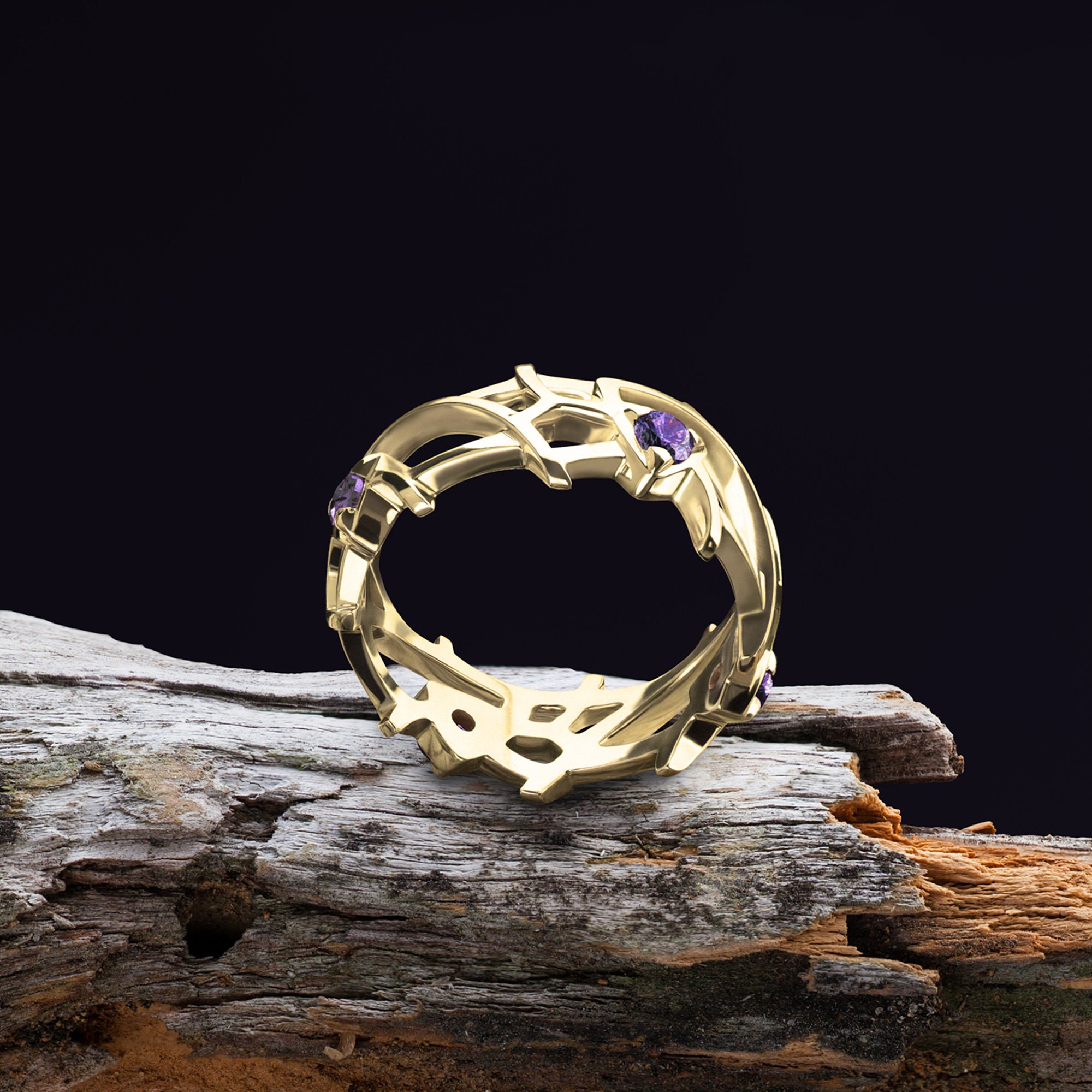 Elvish fantasy engagement ring in 14k gold Elven fairy | Etsy