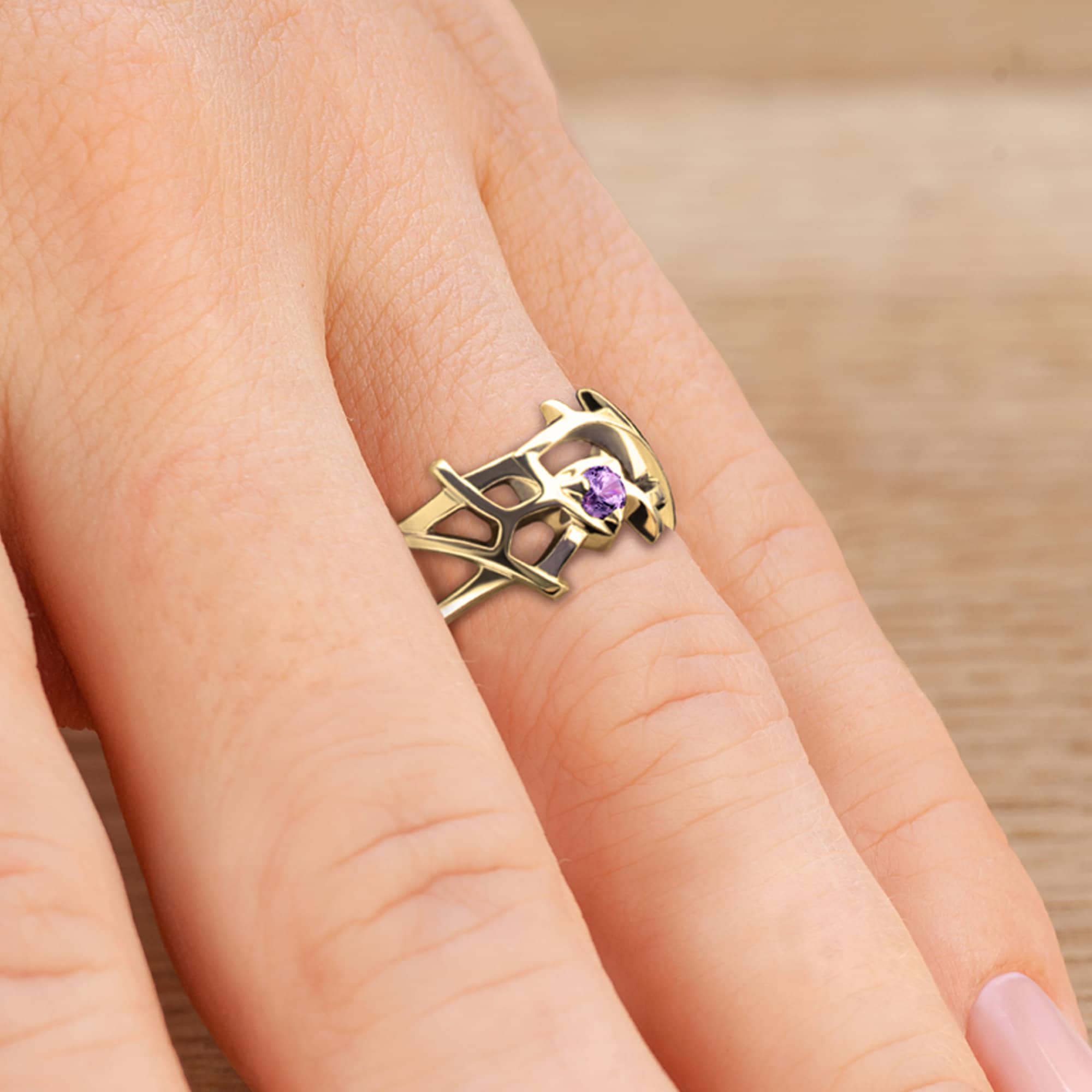 Elvish fantasy engagement ring in 14k gold Elven fairy | Etsy