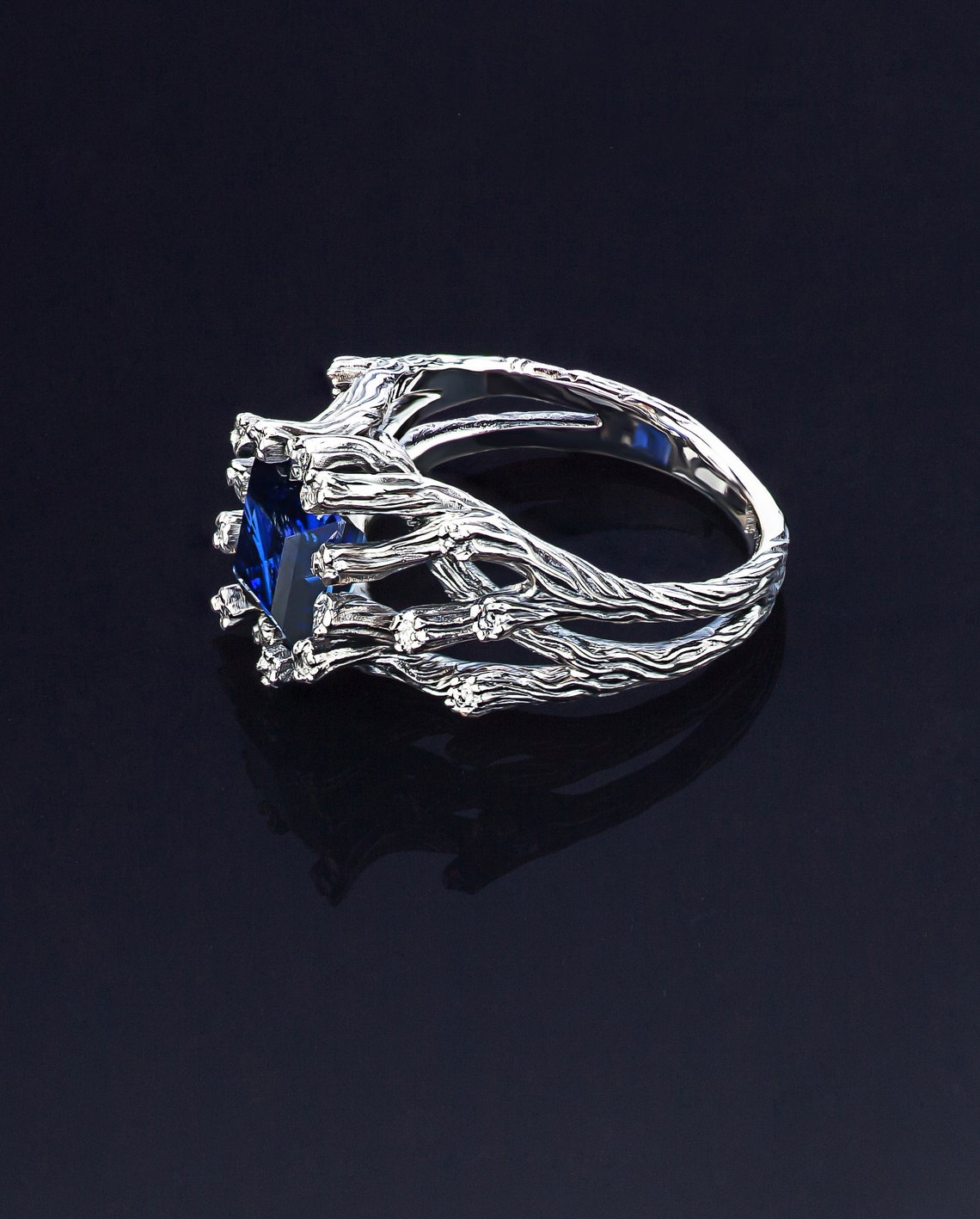 Elven engagement ring in 14k 18k white gold Elvish forest Etsy