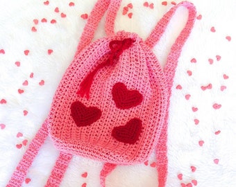 Mini backpack Amore Crochet Pattern  - valentine's day saint valentine