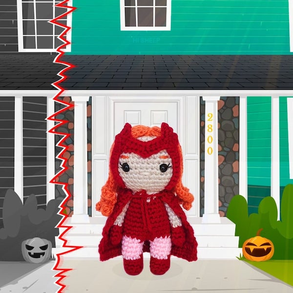 Wanda Maximoff Bruja Escarlata Disfraz Halloween Amigurumi Patron Crochet - Vengador Avengers - WandaVision