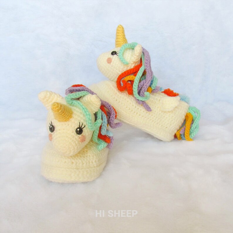 Unicorn Slippers Crochet Pattern Size XS/S/M/L Amigurumi | Etsy