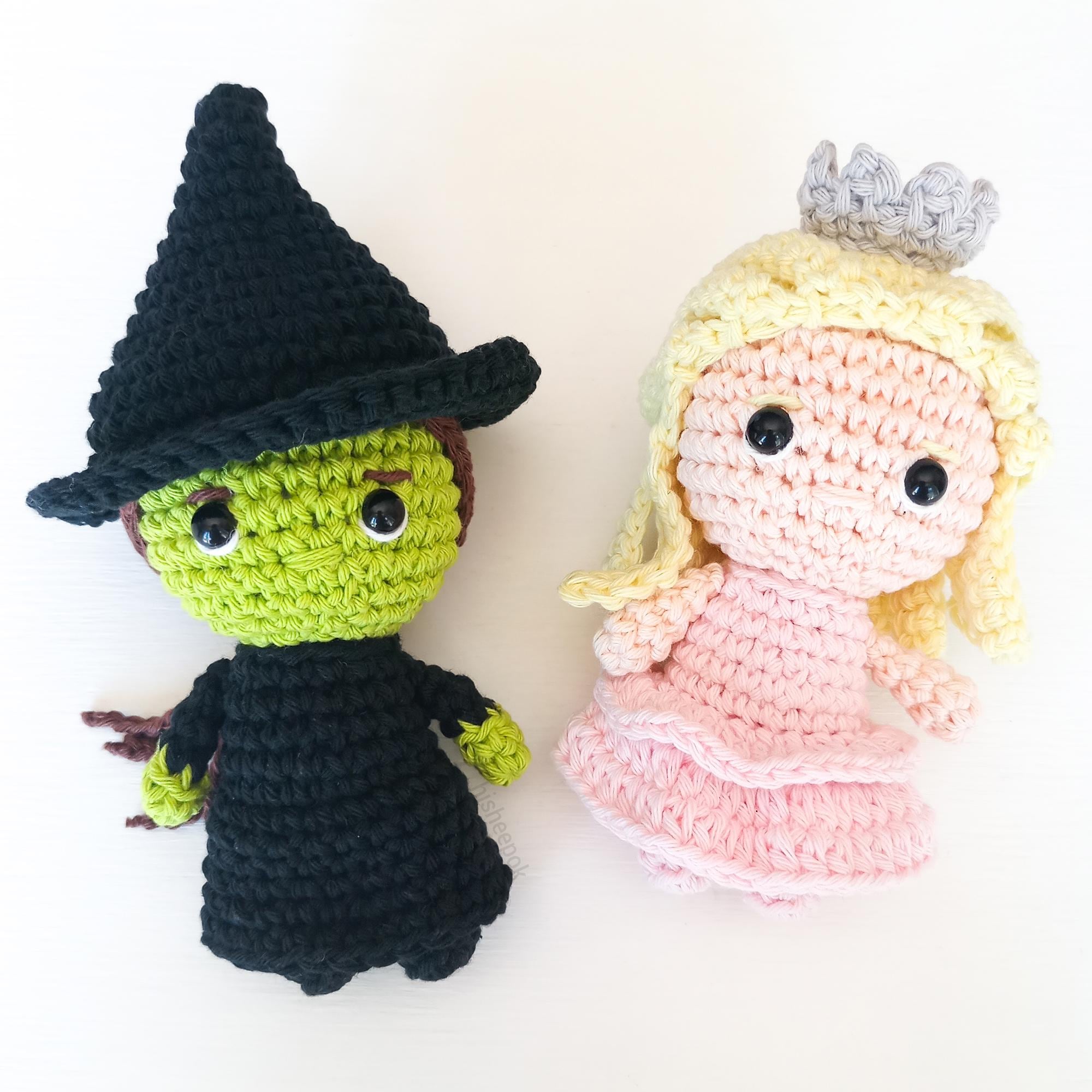 Glinda and Elphaba - Wicked Crochet Amigurumi Pattern