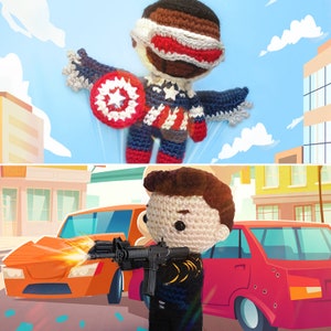 Sam Wilson Captain America Bucky Barnes Crochet Pattern Amigurumi - Avengers -  The Falcon and The Winter Soldier