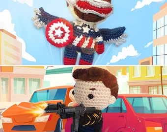Sam Wilson Captain America Bucky Barnes Crochet Pattern Amigurumi - Avengers -  The Falcon and The Winter Soldier