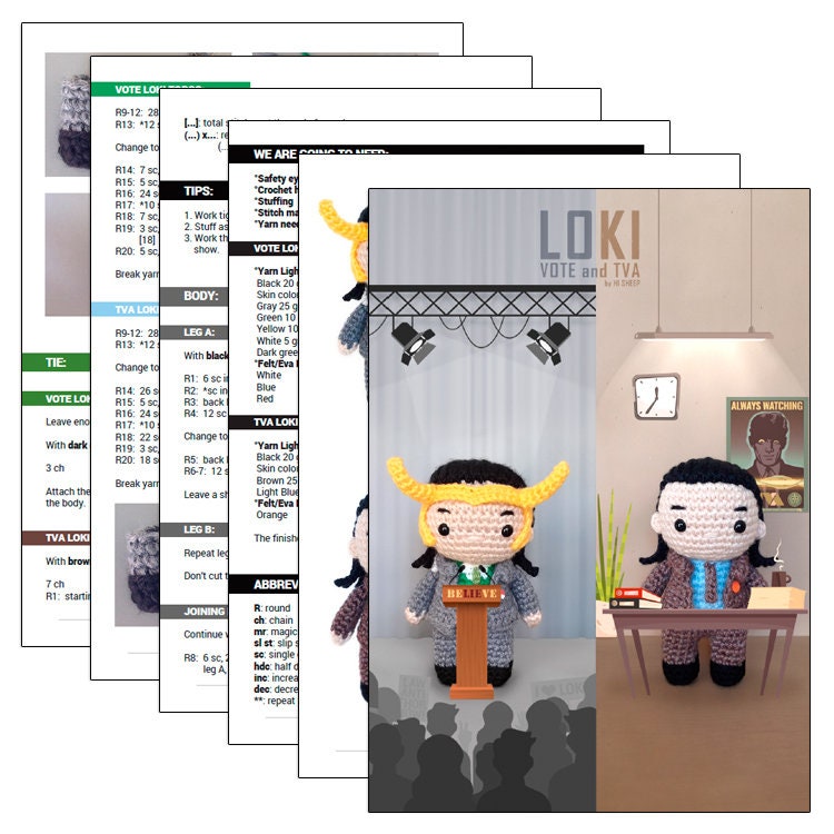 Tva Patterns Vote Loki & Loki TVA 2 in 1 Crochet Pattern Amigurumi - Loki - Miss ...