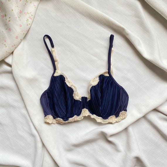 Rare vintage 1990s La Perla midnight navy blue pli