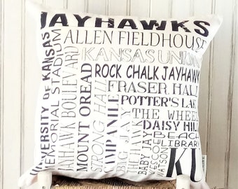 University of Kansas-Jayhawks- Decorative Pillow Cover Only- Kansas City, MO-by Metro Pillow KC