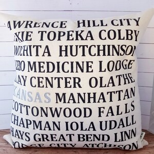 Cities is Kansas Decorative Pillow Cover Only Kansas-by Metro Pillow KC image 1