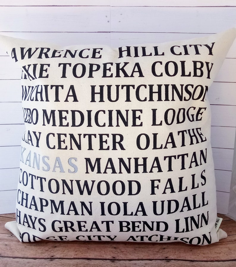 Cities is Kansas Decorative Pillow Cover Only Kansas-by Metro Pillow KC image 1